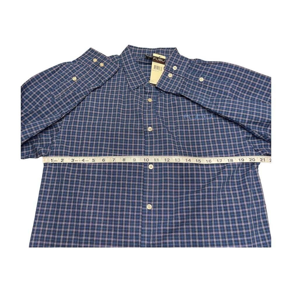 Fubu The Collection Plaid Long Sleeved Dress Shirt Men’s Size 16/18 NWT - Picture 4 of 9